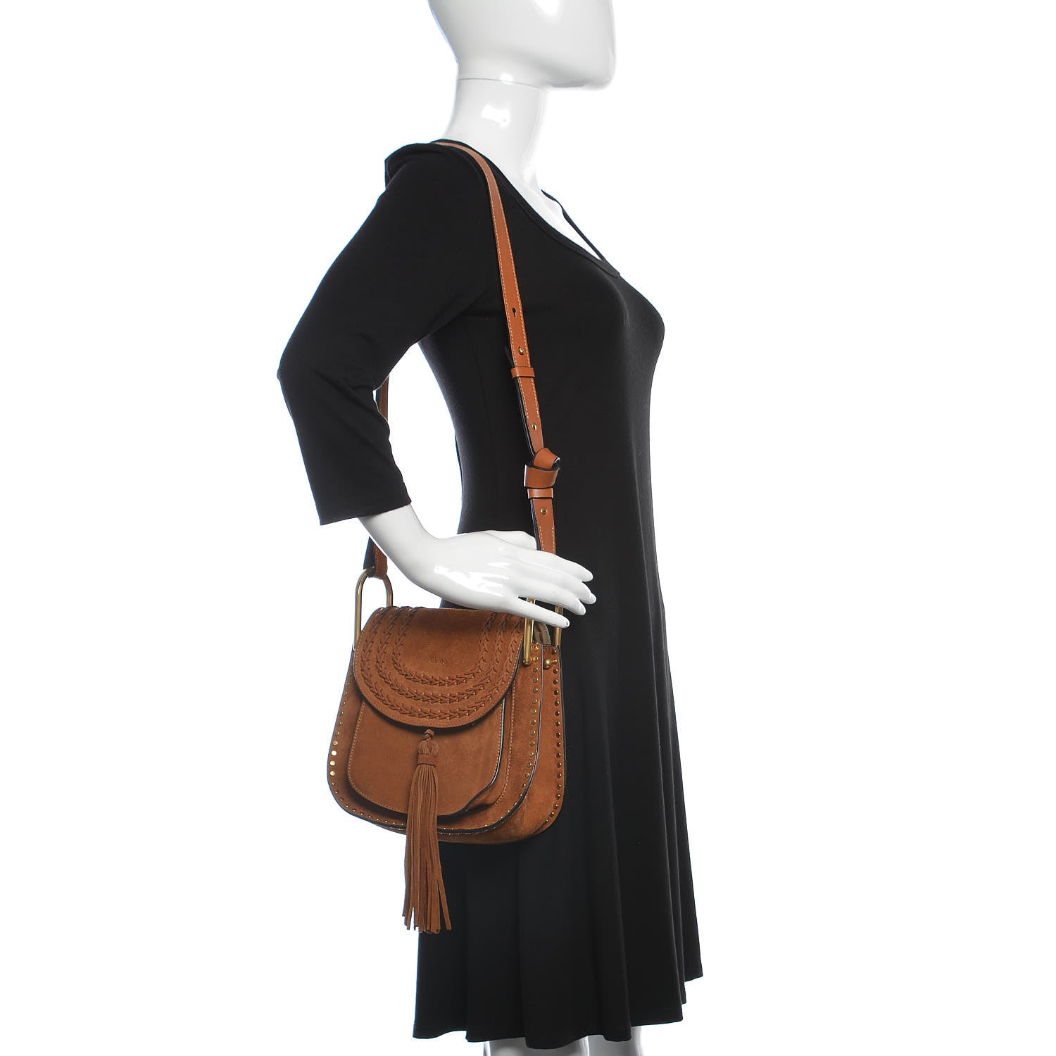 Chloe Suede Braided Small Hudson Shoulder Bag Caramel 2 of 12
