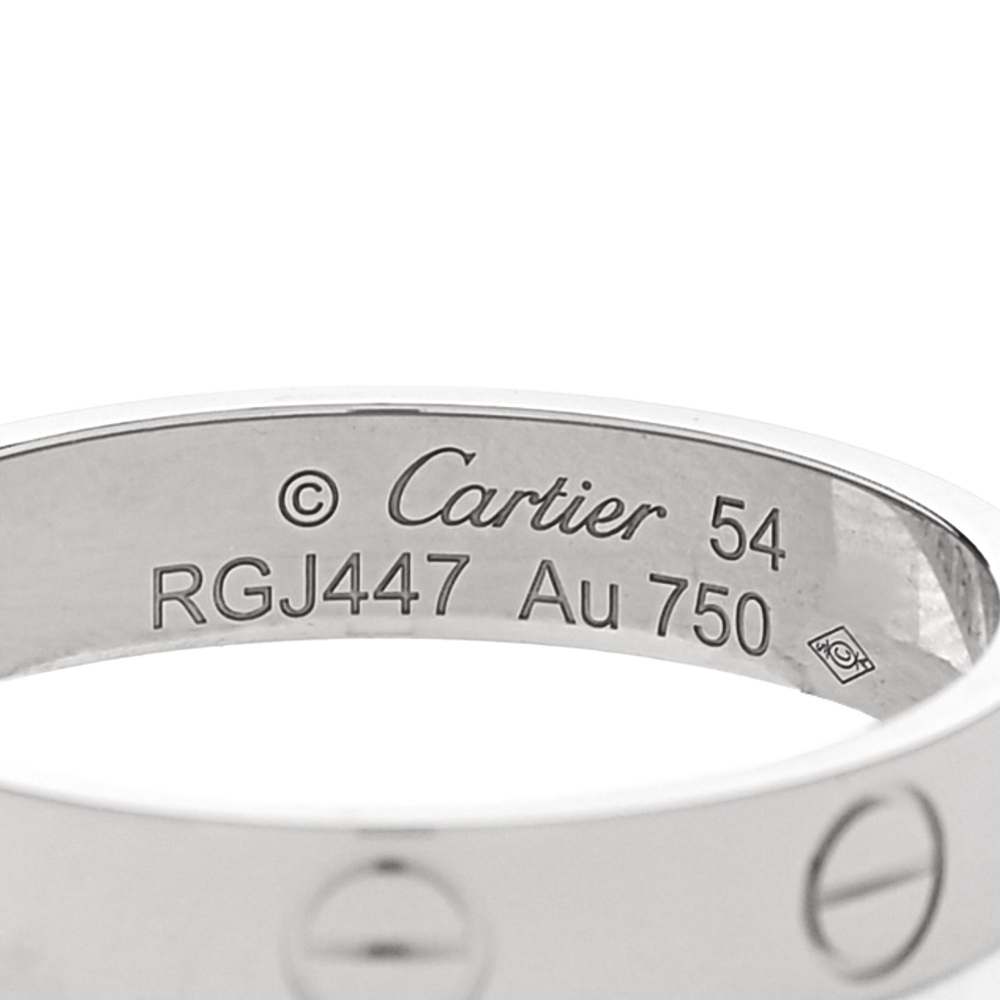 18K White Gold 3.5mm LOVE Wedding Band Ring 54 6.75
