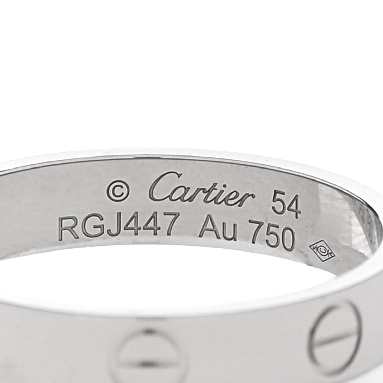 Cartier 18K White Gold 3.5mm LOVE Wedding Band Ring 54 6.75 4 of 5