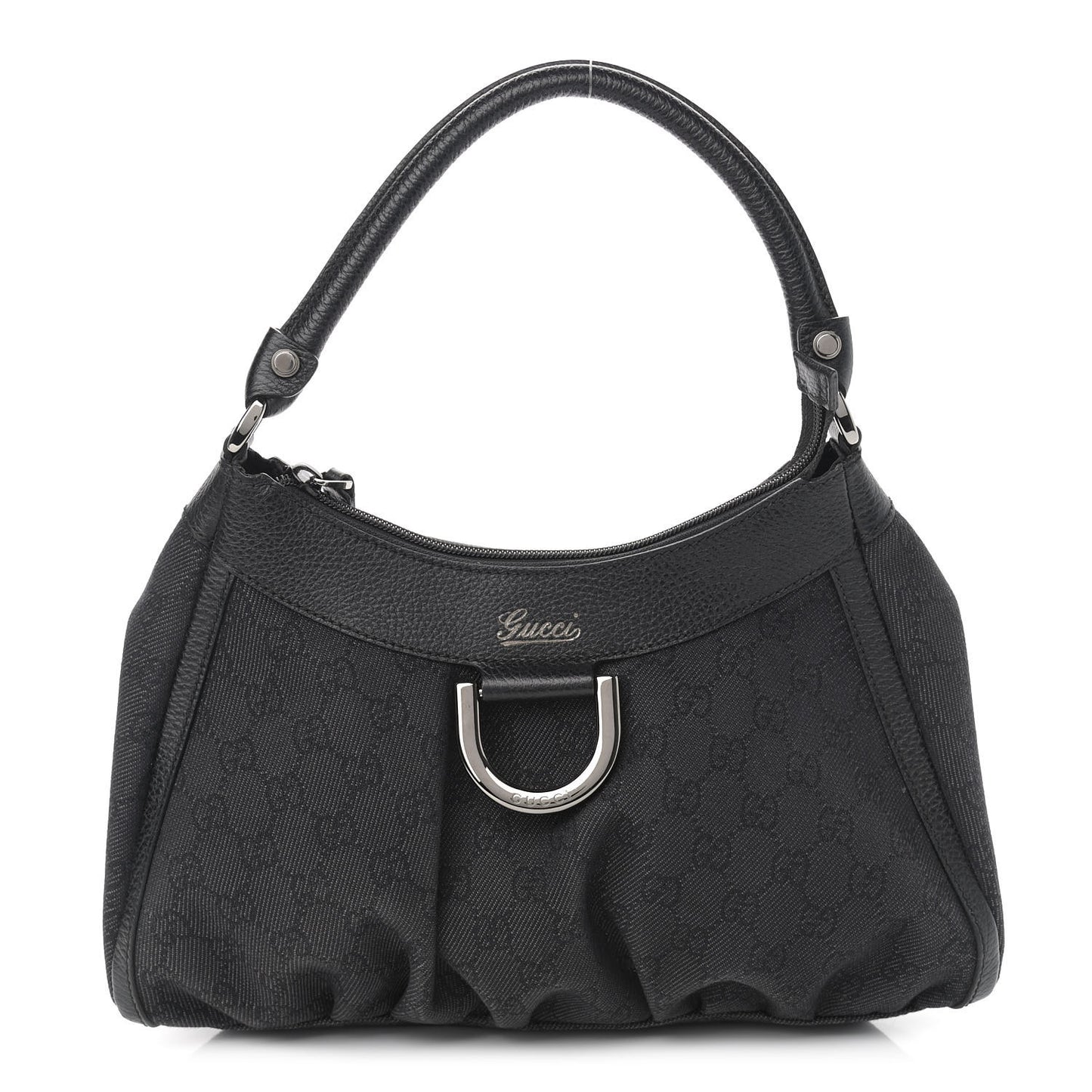 Monogram Medium D Gold Ring Hobo Black