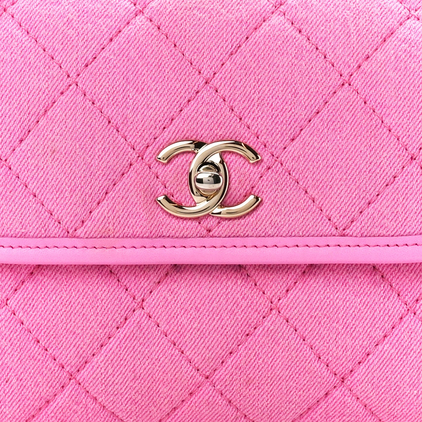 Denim Quilted Small Messenger Flap Neon Pink