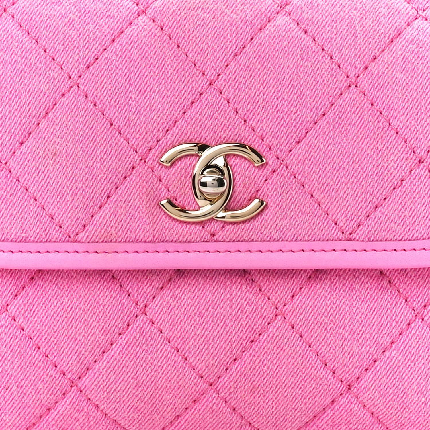 Chanel Denim Quilted Small Messenger Flap Neon Pink 9 of 12