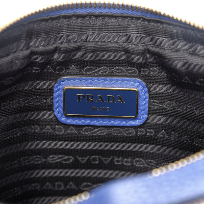 Prada Vitello Daino Medium Double Zip Shoulder Bag Azzurro 6 of 9