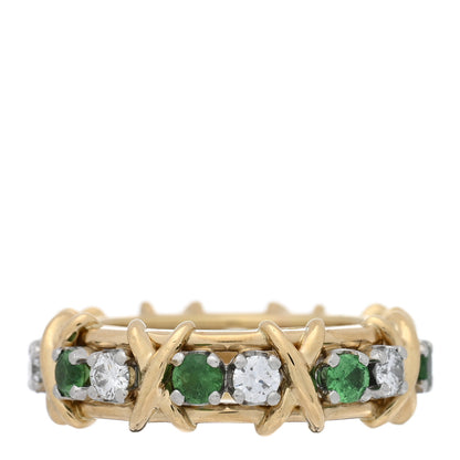 Tiffany 18K Yellow Gold Platinum Tsavorite Schlumberger Sixteen Stone Ring 49 5 1 of 5