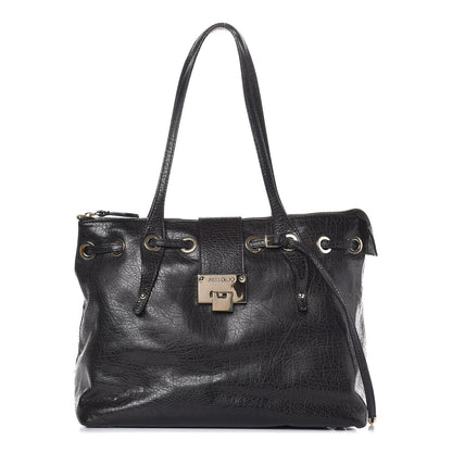 Jimmy Choo Pebbled Calfskin Small Rhea Black 1 of 8