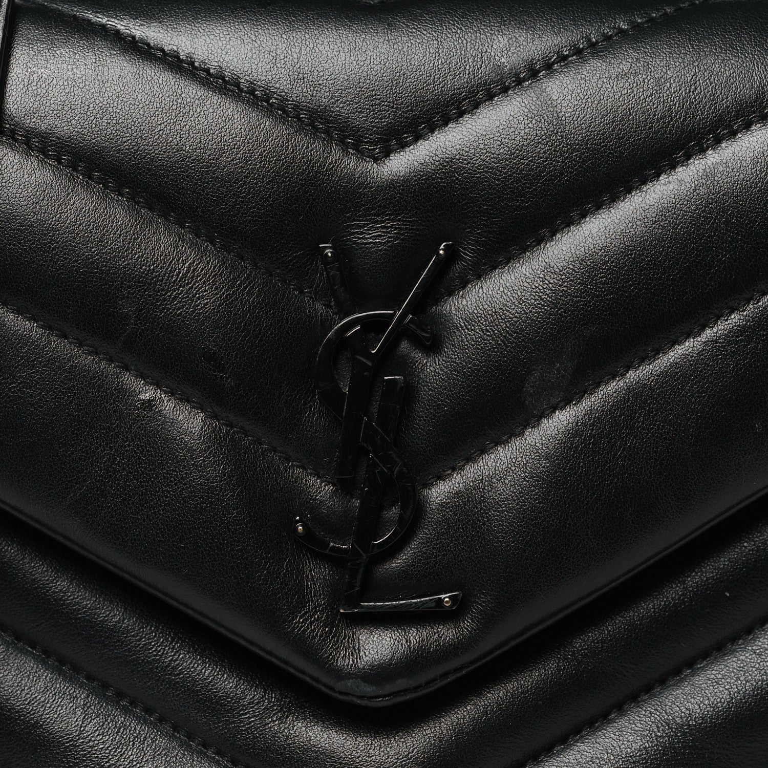 Saint Laurent Calfskin Y Quilted Monogram Monochrome Small Loulou Chain Satchel Black 8 of 12