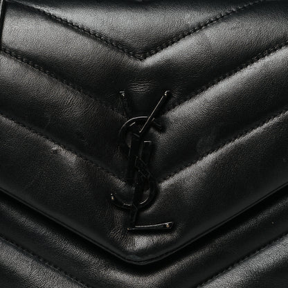 Saint Laurent Calfskin Y Quilted Monogram Monochrome Small Loulou Chain Satchel Black 8 of 12