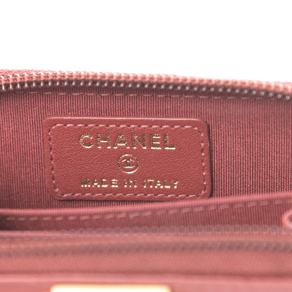 Chanel Lambskin Quilted Zip Around Boy Coin Purse Wallet Burgundy 6 of 10