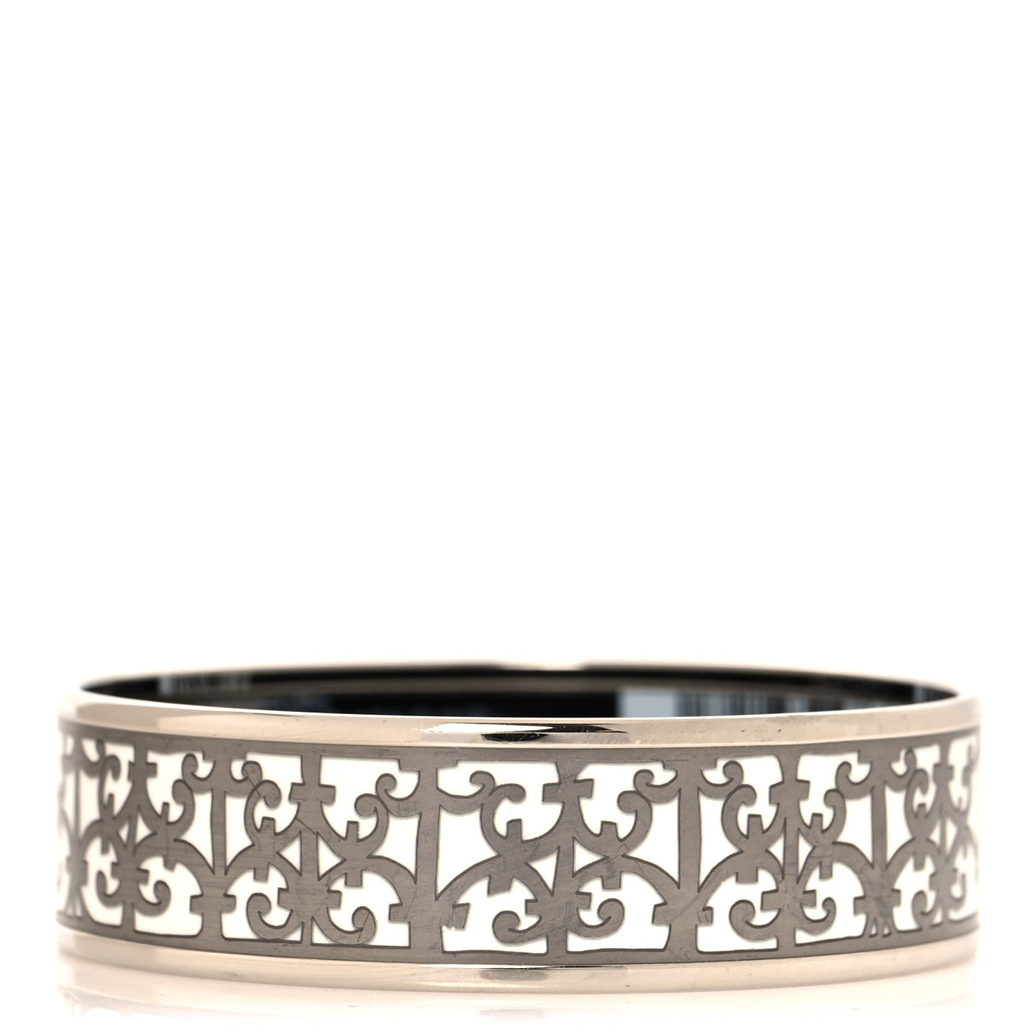 Hermes Enamel Printed Wide Balcons du Guadalquivir Bracelet 65 Silver 1 of 5