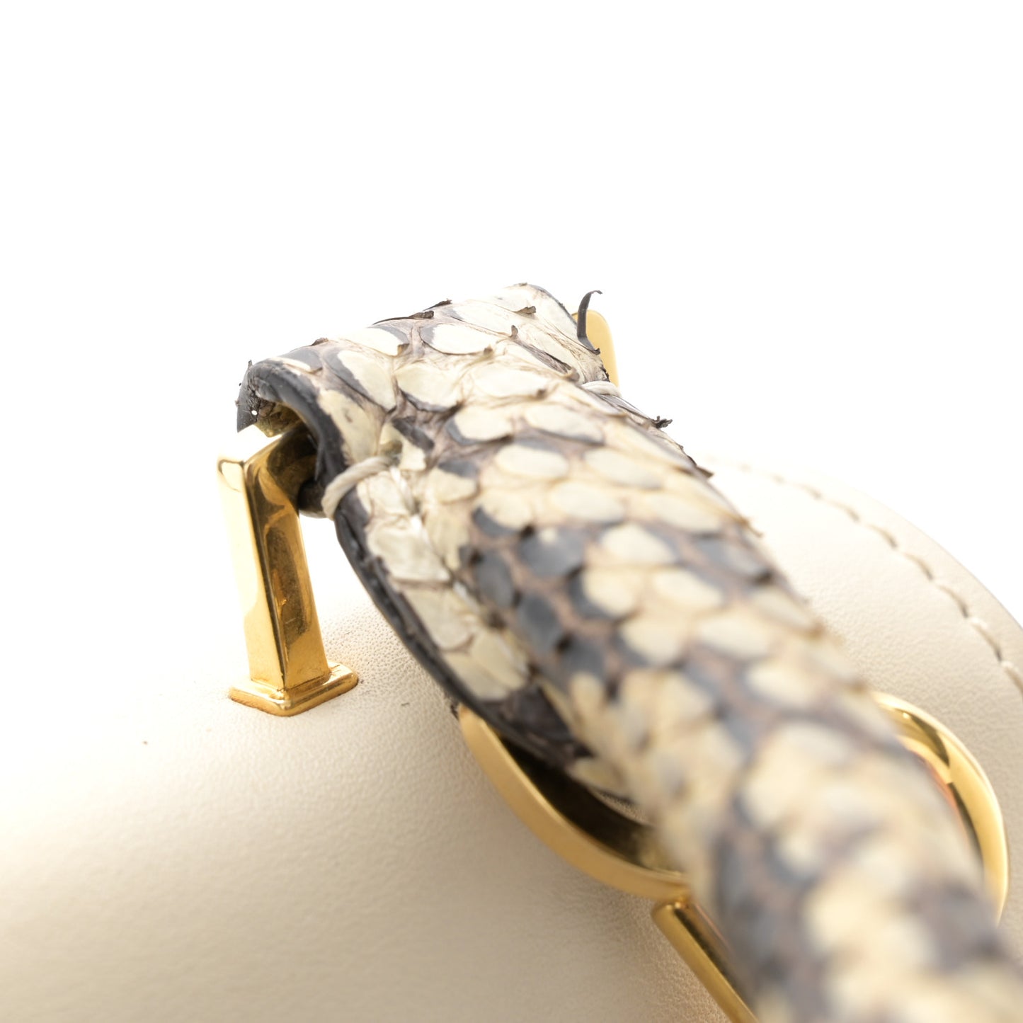 Calfskin Suede Whipsnake Medium Trapeze Black White