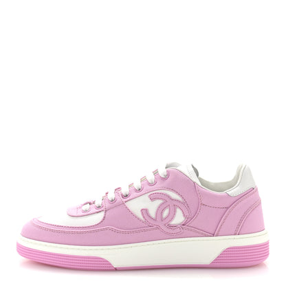 Chanel Cotton Sneakers 38.5 Pink White 1 of 10