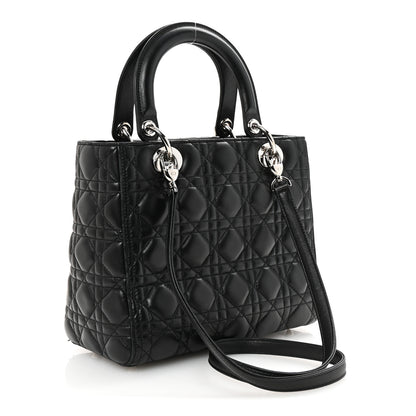 Christian Dior Lambskin Cannage Medium Lady Dior Black 3 of 9