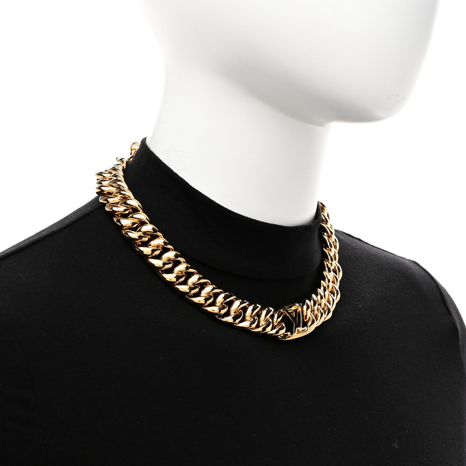 Louis Vuitton Metal LV Curb Chain Necklace Gold 2 of 6
