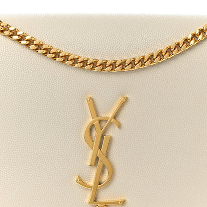 Saint Laurent Grain De Poudre Calfskin Medium Classic Monogram Kate Tassel Satchel Crema Soft 8 of 11