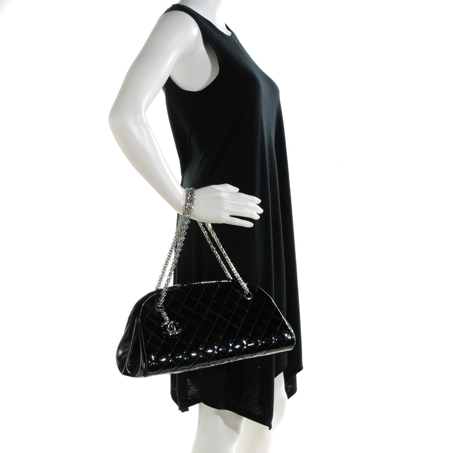 Chanel Patent Quilted Medium Just Mademoiselle Black 2 of 6