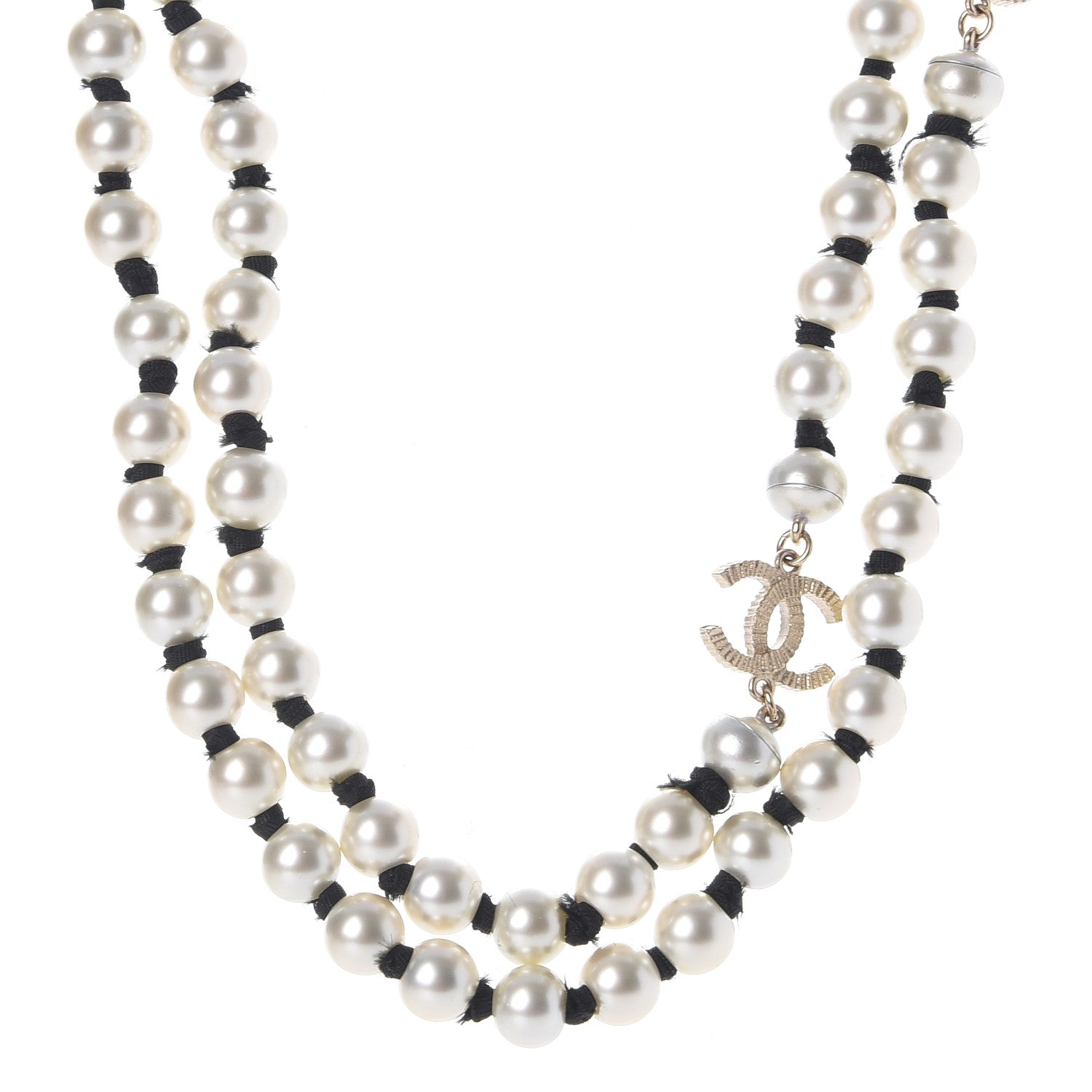 Chanel Pearl CC Long Necklace Gold 1 of 8