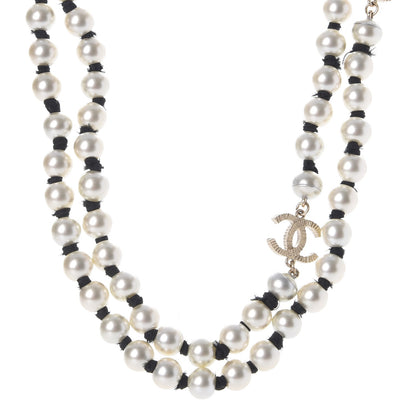 Chanel Pearl CC Long Necklace Gold 1 of 8