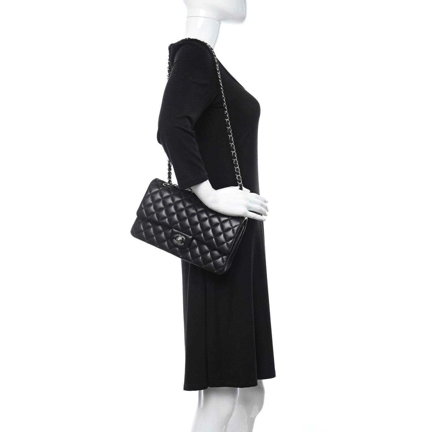 Chanel Lambskin Quilted Medium Double Flap Black 2 of 10