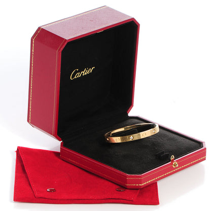 Cartier 18K Yellow Gold 4 Diamond LOVE Bracelet 17 5 of 5