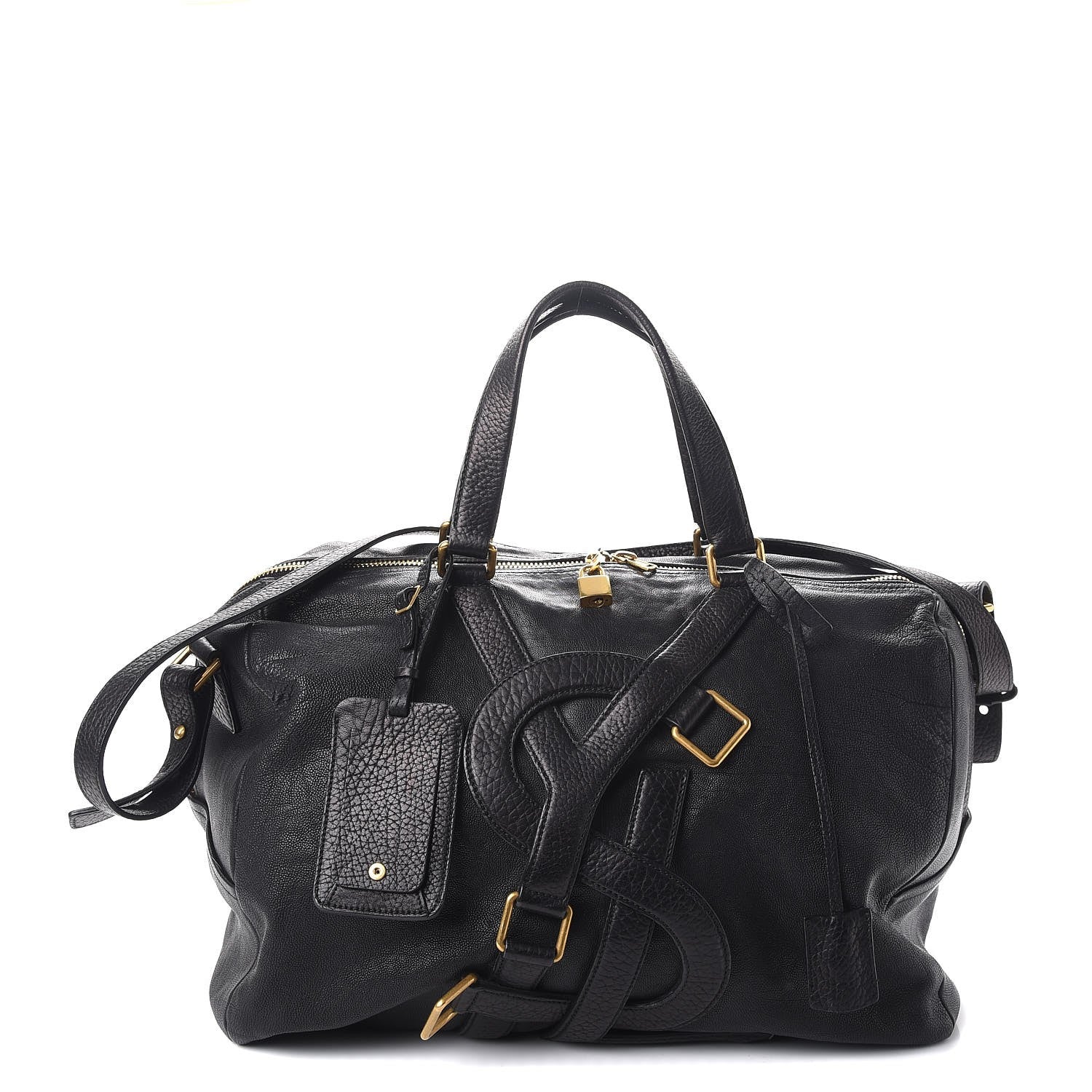 Saint Laurent Calfskin Vavin Logo Strap Duffle Bag Black 1 of 11