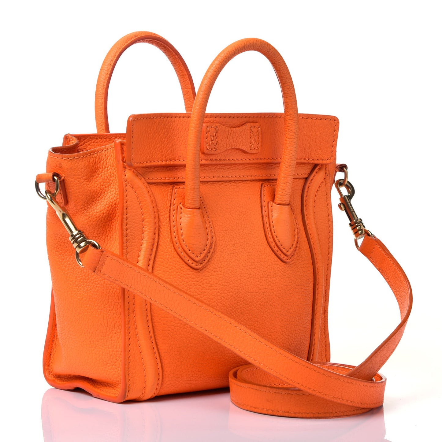 Drummed Calfskin Nano Luggage Bright Orange