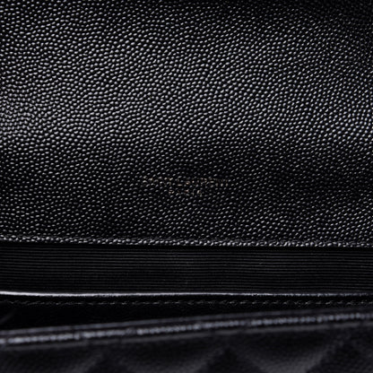 Saint Laurent Grain De Poudre Textured Mixed Matelasse Triquilt Medium Monogram Satchel Black 7 of 13