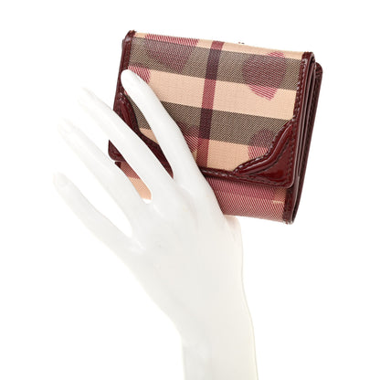 Burberry Patent Nova Check Heart Compact Wallet Berry Red 2 of 13
