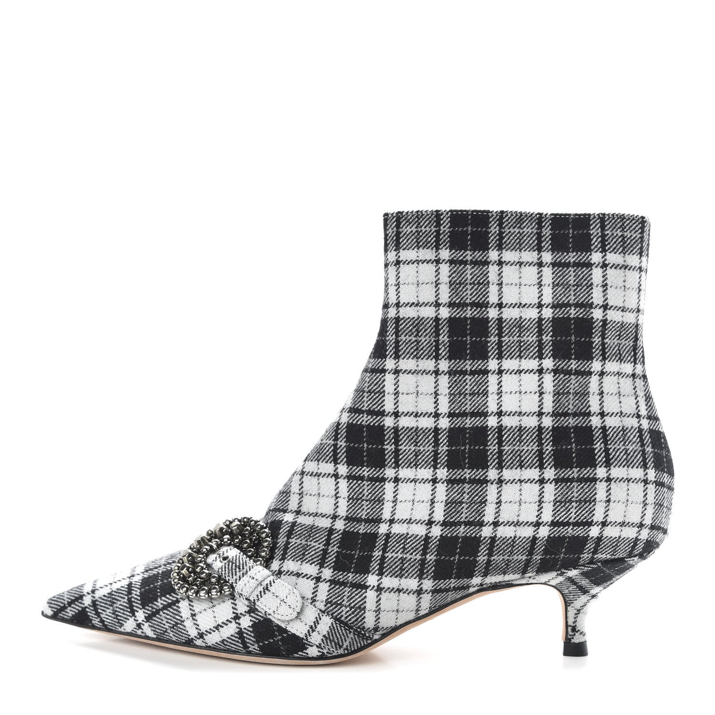 Canvas Tartan Gang Ankle Boots 37 Black