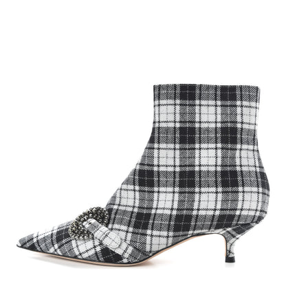 Christian Dior Canvas Tartan Gang Ankle Boots 37 Black 1 of 10