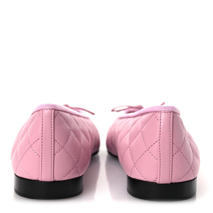 Chanel Lambskin Quilted CC Cap Toe Ballerina Flats 38.5 Pink Black 6 of 12