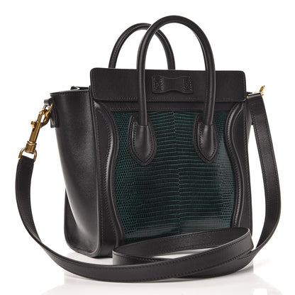 Celine Lizard Smooth Calfskin Nano Luggage Dark Green 3 of 8