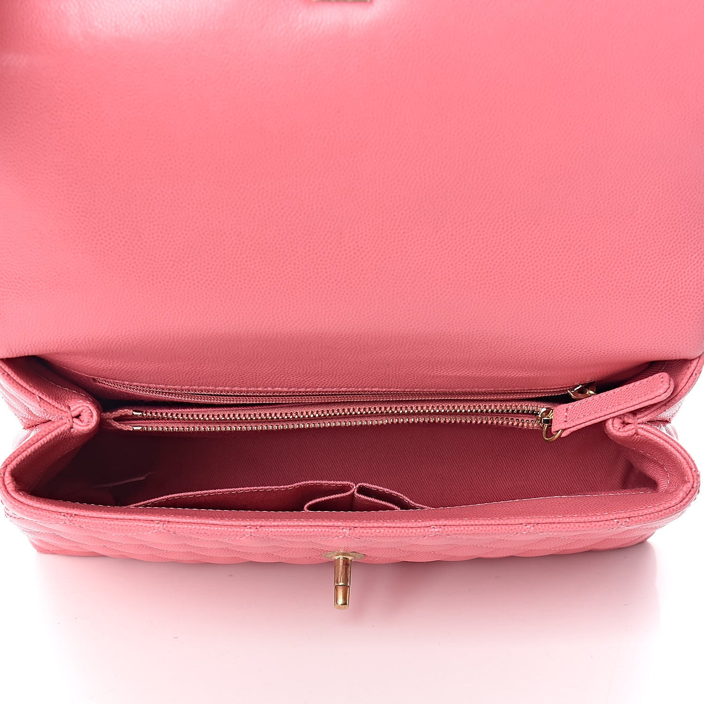 Caviar Lizard Embossed Quilted Small Coco Handle Flap Pink