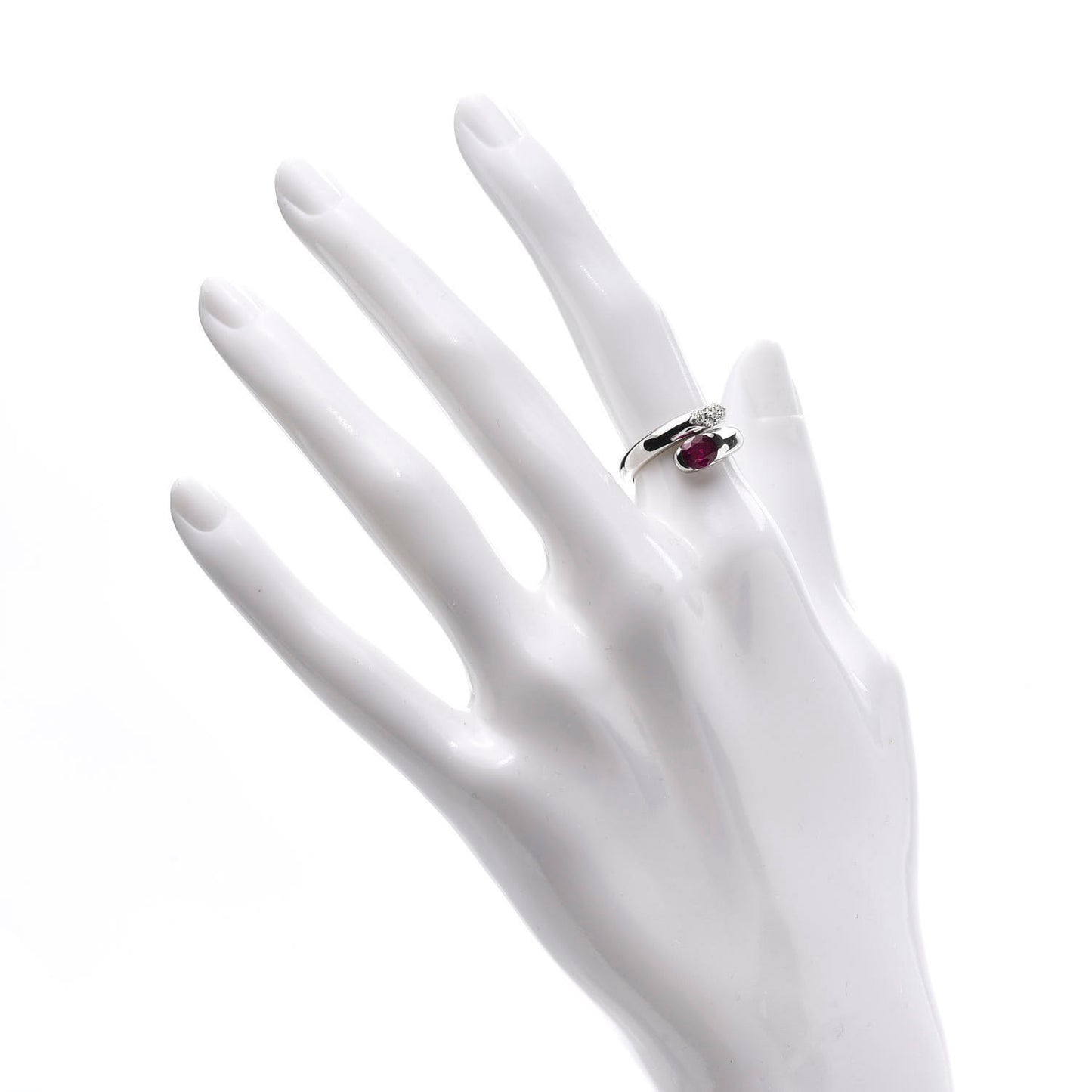 18K White Gold Diamond Ruby Astrea Wrap Ring 49 5