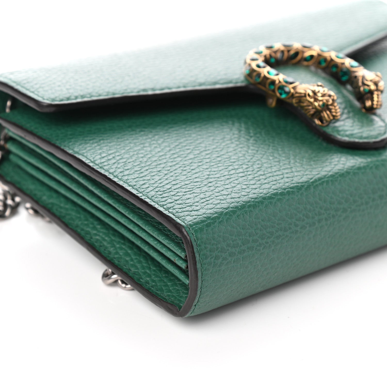 Gucci Calfskin Mini Dionysus Chain Wallet Emerald 8 of 9