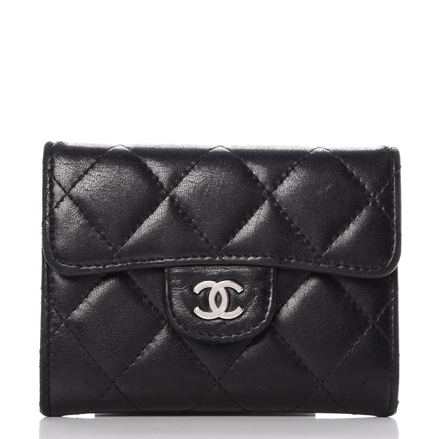 Chanel Lambskin Quilted Flap Card Holder Wallet Black 1 of 8