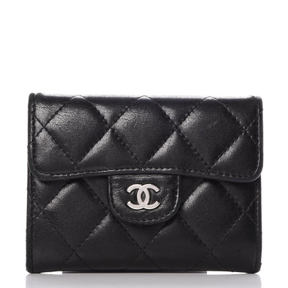 Chanel Lambskin Quilted Flap Card Holder Wallet Black 1 of 8