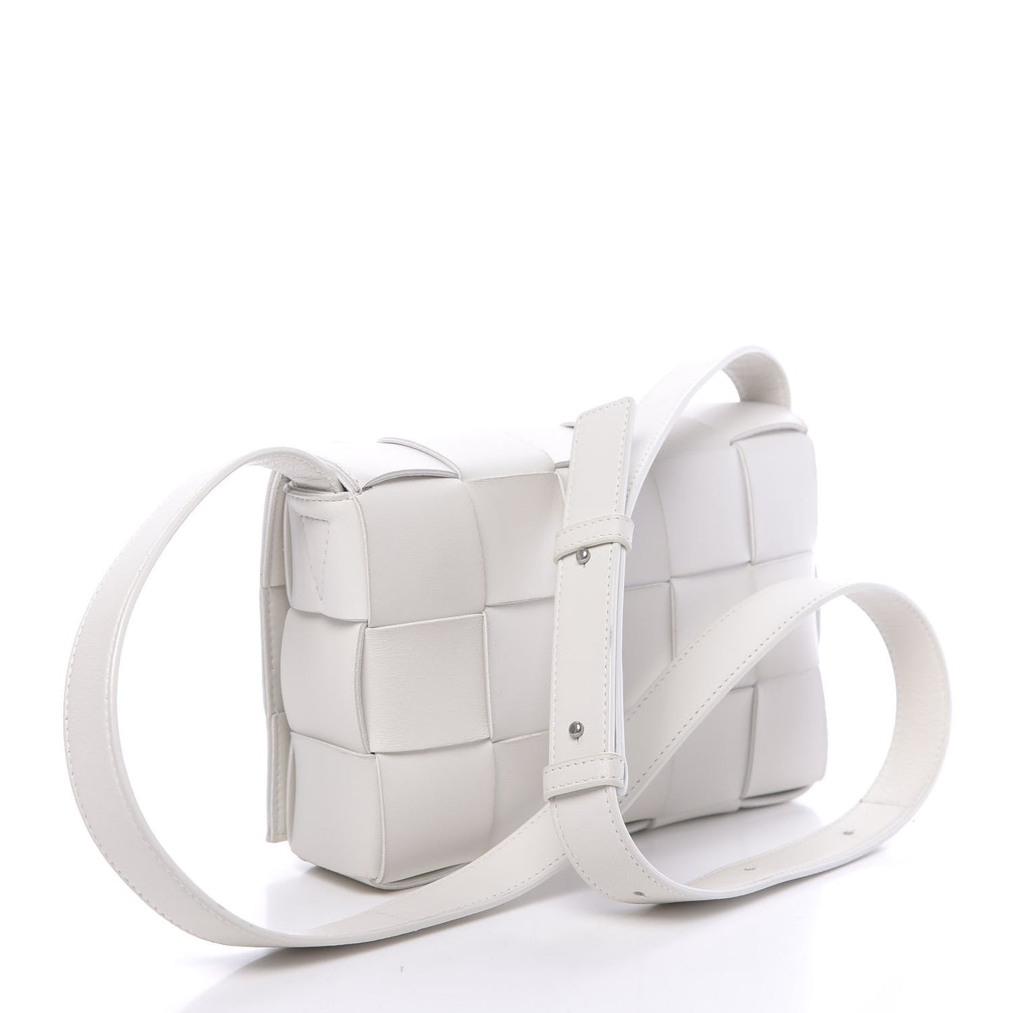 Lambskin Maxi Intrecciato Cassette Crossbody Bag White