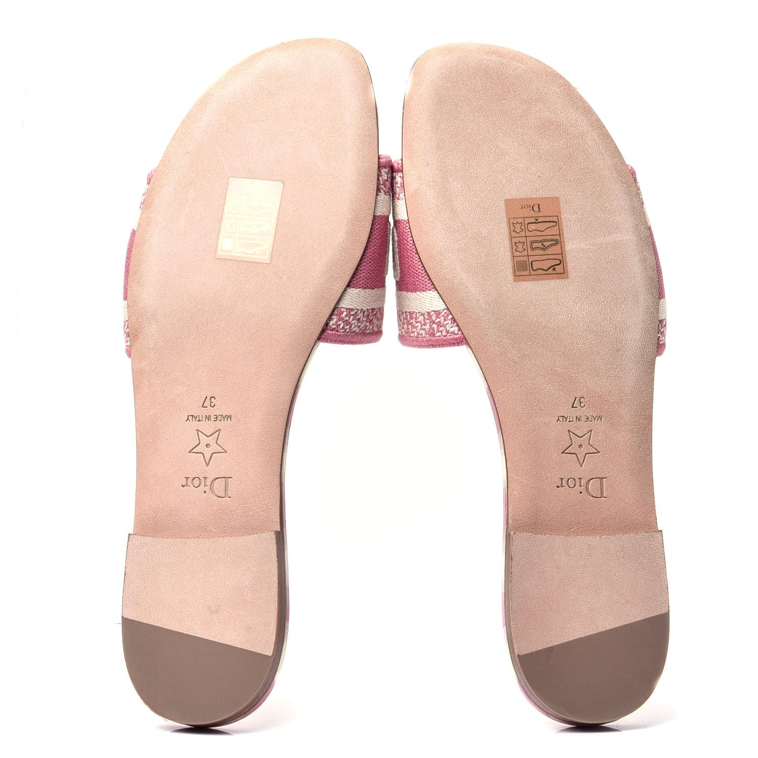 Christian Dior Cotton D-Stripes Embroidered Dway Mules Slide Sandals 37 Deep Nude 7 of 10