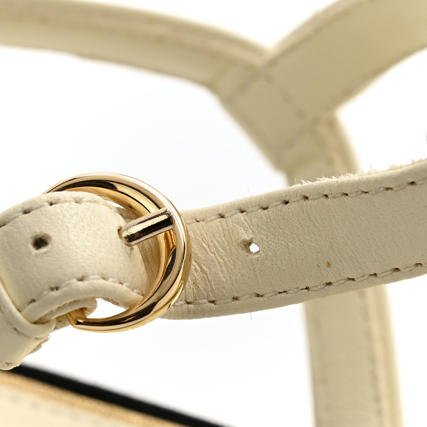 Lambskin Grosgrain Open Sandals 36.5 Ivory Black