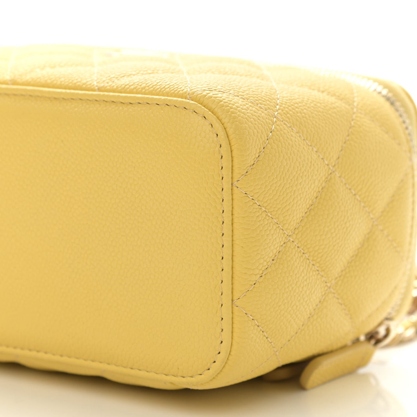 Caviar Quilted Small Tiny CC Vanity Case With Chain Yellow