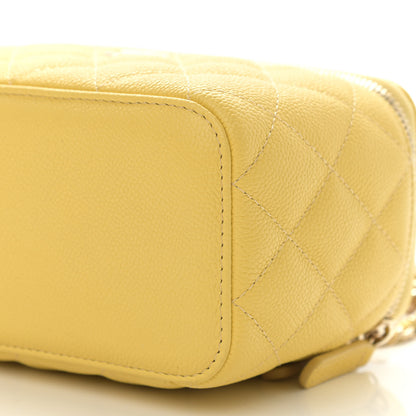 Chanel Caviar Quilted Small Tiny CC Vanity Case With Chain Yellow 10 of 11