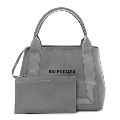 Balenciaga Cotton Canvas Silk Calfskin S Navy Cabas Balenciaga Grey 1 of 12