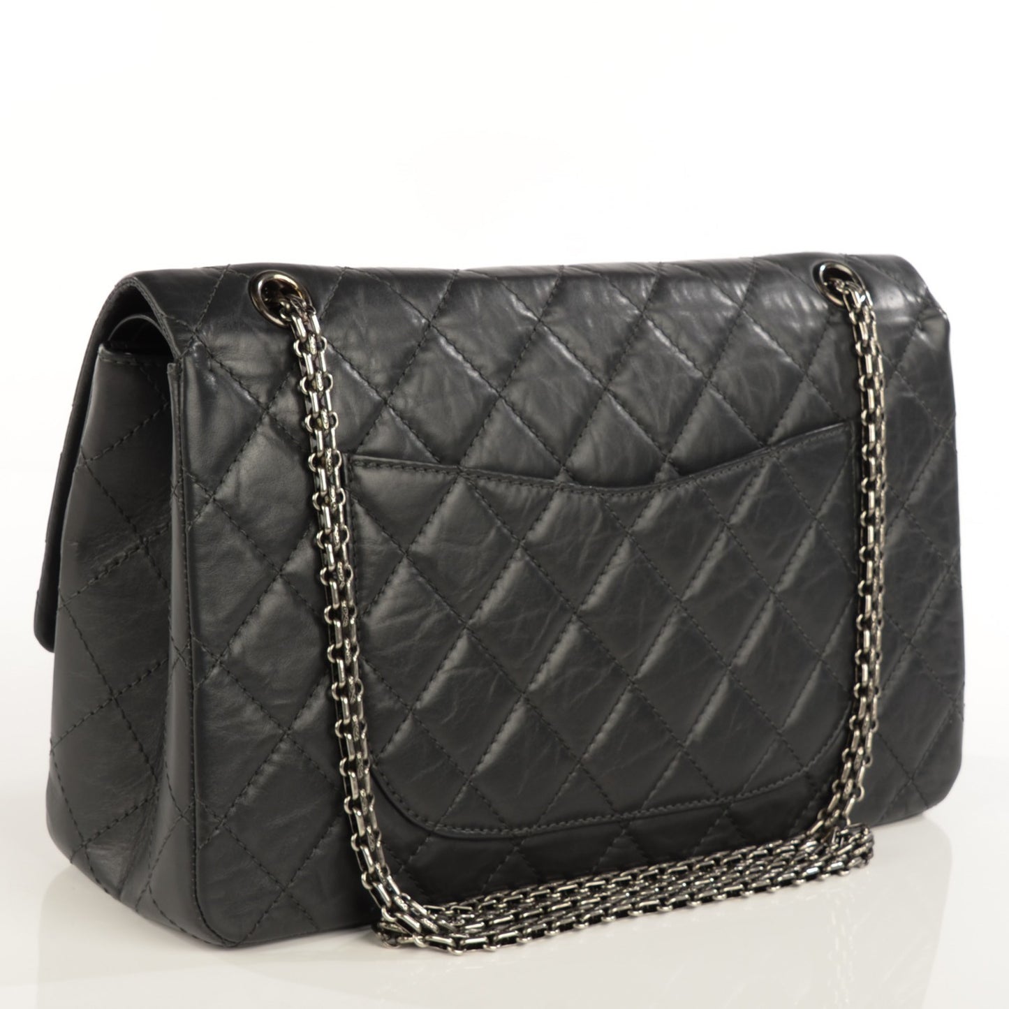 Aged Calfskin Quilted 2.55 Reissue 227 Flap Dark Grey