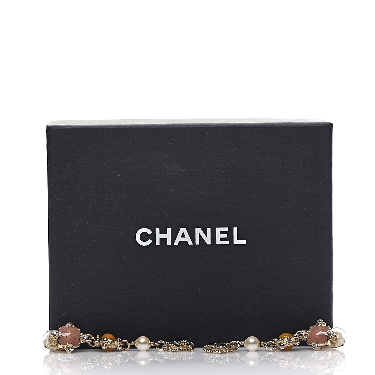Crystal Enamel CC Drop Earrings Gold Multicolor