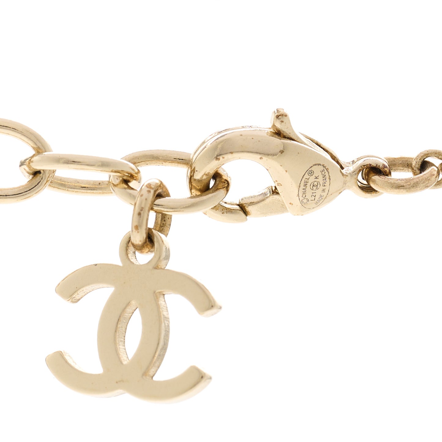 Crystal CC Cutout Logo Pendant Necklace Gold