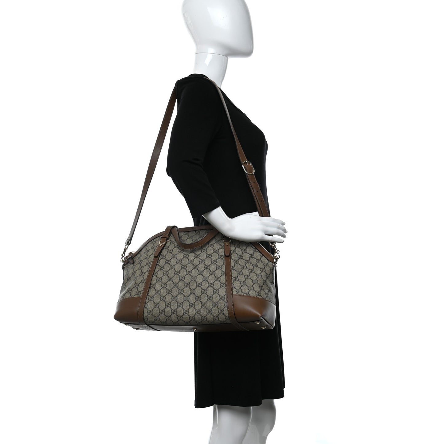 GG Supreme Monogram Medium Nice Top Handle Dome Bag Brown
