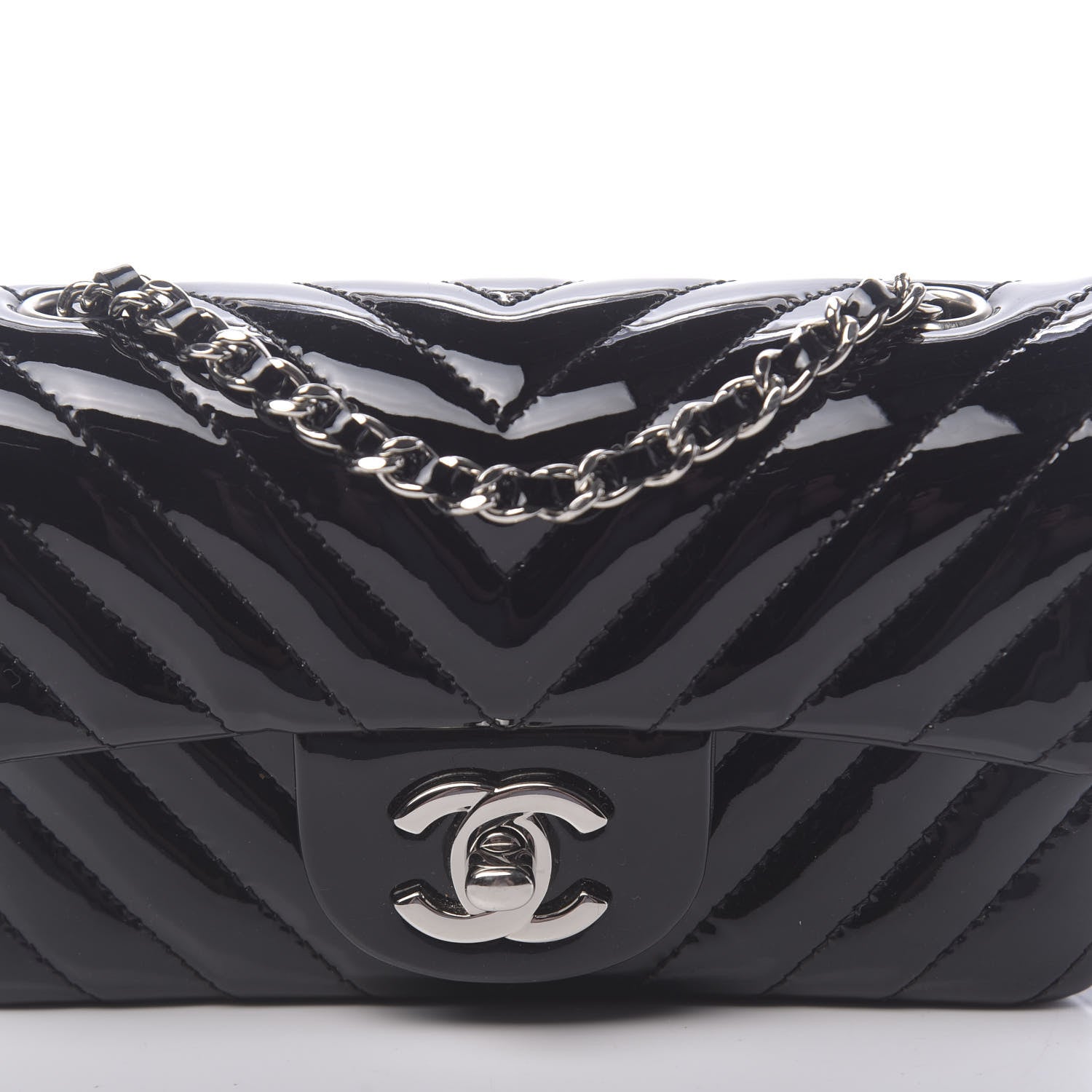 Chanel Patent Calfskin Chevron Quilted Extra Mini Flap Black 8 of 10