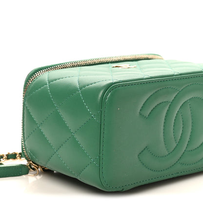 Chanel Lambskin Quilted Small Top Handle Vanity Case With Chain Green 10 of 11