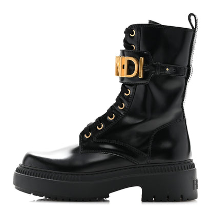 Fendi Vitello Abrasivato Fendigraphy 50mm Biker Boots 38 Black 1 of 9