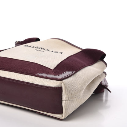 Balenciaga Cotton Canvas Calfskin Navy Cabas XS Natural Rouge Pourpre 8 of 12